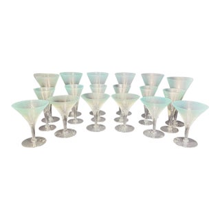 1950s Dorothy Thorpe "Mint" Frosted Glass Stemware (Set of 18) For Sale
