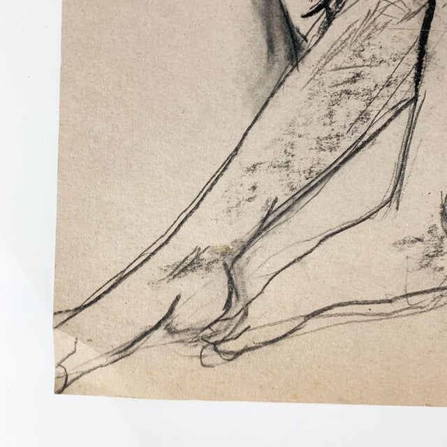 Vintage Original Female Charcoal Paper Drawing Nude Art Signed Rosemarie Hahn For Sale In Baltimore - Image 6 of 8