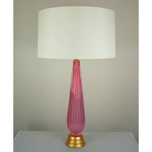 Mid-Century Modern Vintage Murano Pink Opaline Glass Lamp For Sale - Image 3 of 9