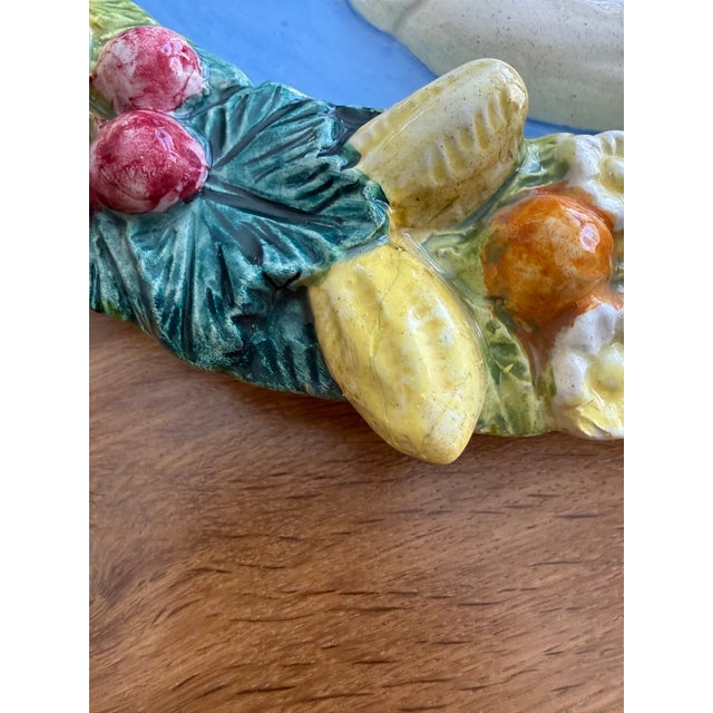Vintage Italian Majolica Pottery Della Robbia Style Wall Plaque For Sale - Image 13 of 15
