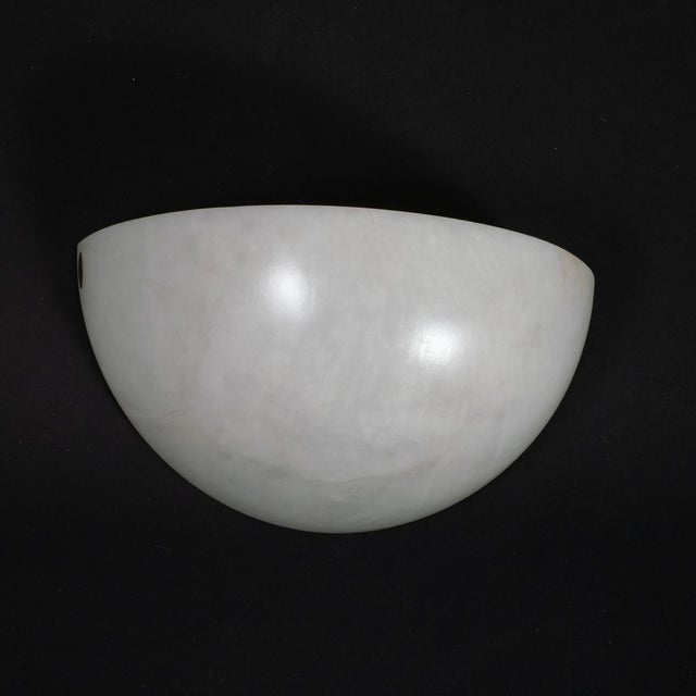 Single Art Deco Inspired Spanish Alabaster Sconce For Sale - Image 9 of 10