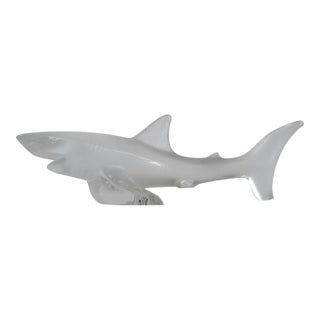 Rene' Lalique France Large Crystal Rare "Great White Shark" Decorative Accent Piece For Sale