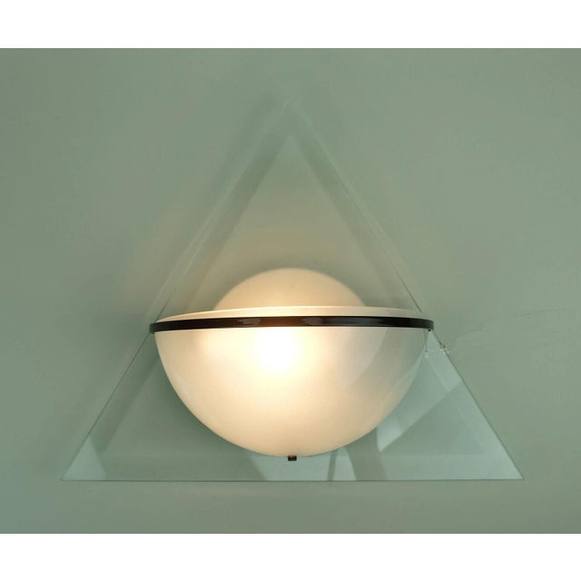 Glass Italian Wall Lamps Lamperti Model Illo in Etched Glass and Metal, 1980s, Set of 2 For Sale - Image 7 of 11