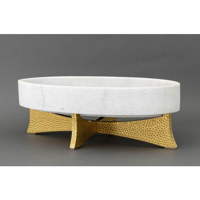 Early 21st Century Googie Style "Lax" Marble Bowls on Stands, Pair For Sale - Image 5 of 6