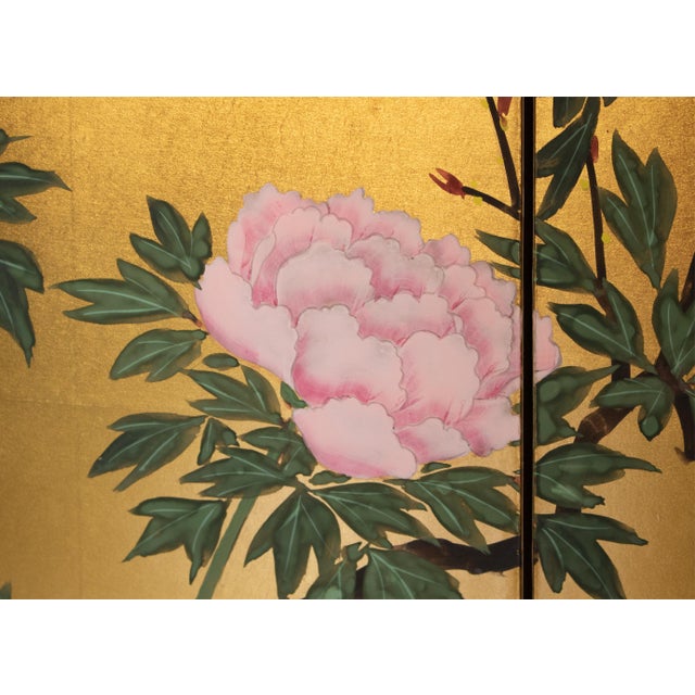 "Plum Blossom, Peonies and Irises" by Kokei, Showa Era Japanese Byobu Screen For Sale - Image 10 of 18