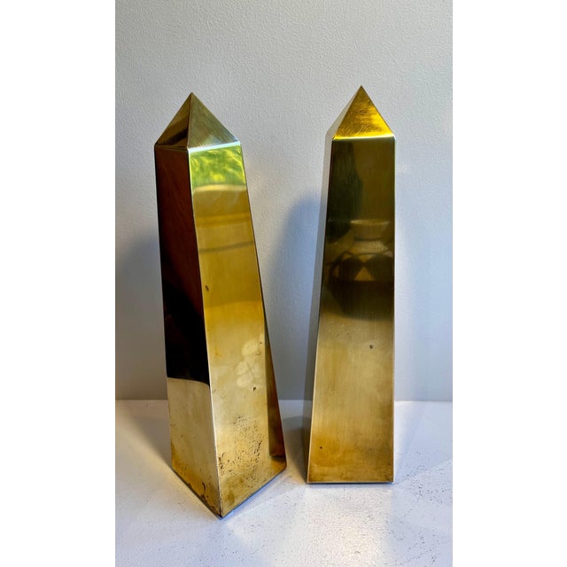 Vintage Italian Brass Obelisks, 1970's - A Pair For Sale - Image 10 of 12