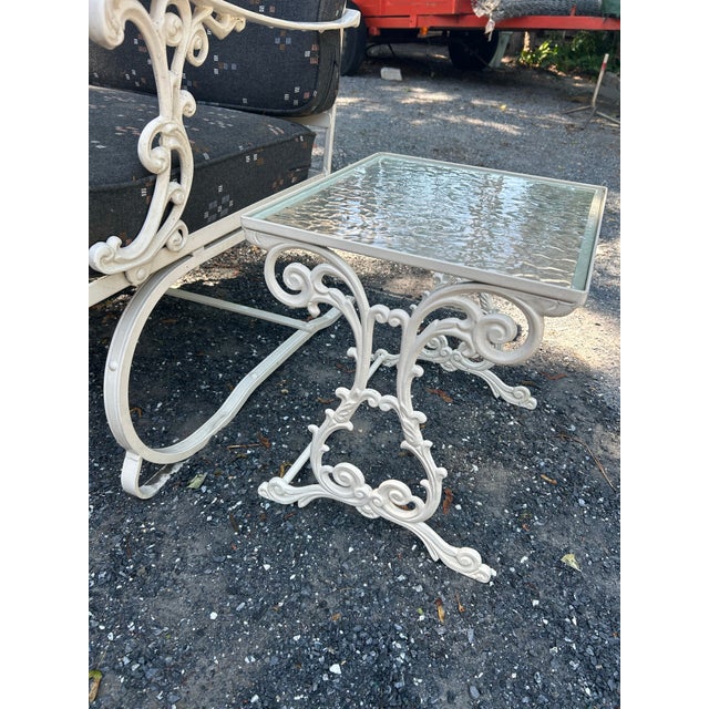 Meadowcraft Mid-Century Meadowcraft (Attributed To) 5 Piece Wrought Iron Patio Set With Nesting Tables - Ready for Immediate Use For Sale - Image 4 of 11
