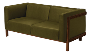 Two-Seater Sofa in Walnut and Leather by Julien Renault