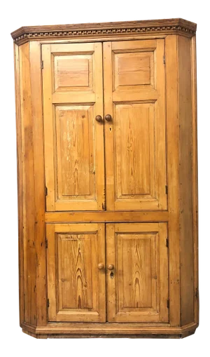 Early 19th Century English Pine Barrel Backed Corner Cupboard