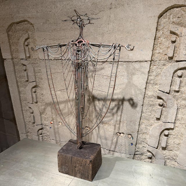 Religious Brutalist Sculpture Figure Religious Theme After Adam Stempka For Sale - Image 3 of 17