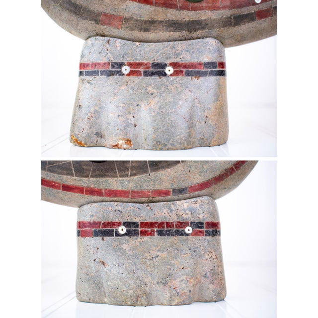 Listed Artist Gerard Tsonakwa Abstract Mixed-Media Soapstone Sculpture (1984) For Sale - Image 13 of 18