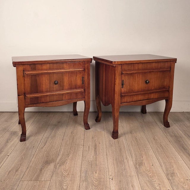 Italian Pair of Italian Cherry Nightstands For Sale - Image 3 of 11