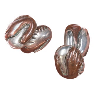 William Spratling(1900-1967) Taxco Modernist sterling mixed metal cufflinks, 2 pieces For Sale