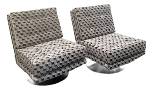 Pair of Armless Swivel Lounge Chairs Attributed to Milo Baughman for Thayer Coggin