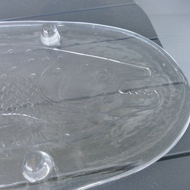 Pukeberg Glass Company Vintage Pukeberg Swedish Glass Fish Platter Serving Tray Scandinavian Art Glass For Sale - Image 4 of 16