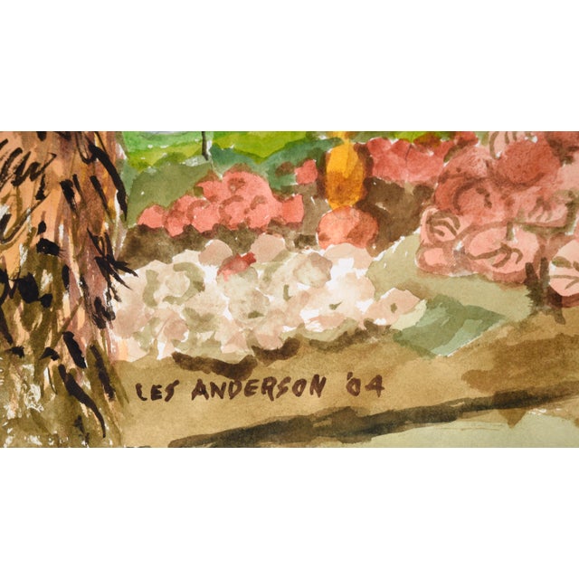 Paper Farm in Autumn With Pumpkins in Watercolor on Heavy Paper by Les Anderson For Sale - Image 7 of 7