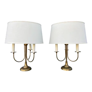 1950s Mid-Century Modern Brass Table Lamps - A Pair