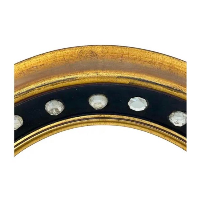 Irish Regency Style Oval Mirror With Parcel Gilt Frame and Glass Cabochons For Sale In Tampa - Image 6 of 9