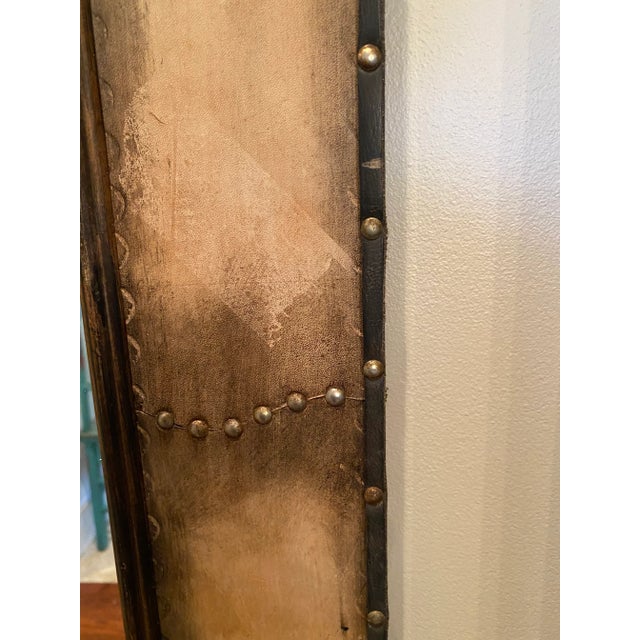Vintage Hand Crafted Leather Mirror With Studs and Conchos For Sale - Image 11 of 13