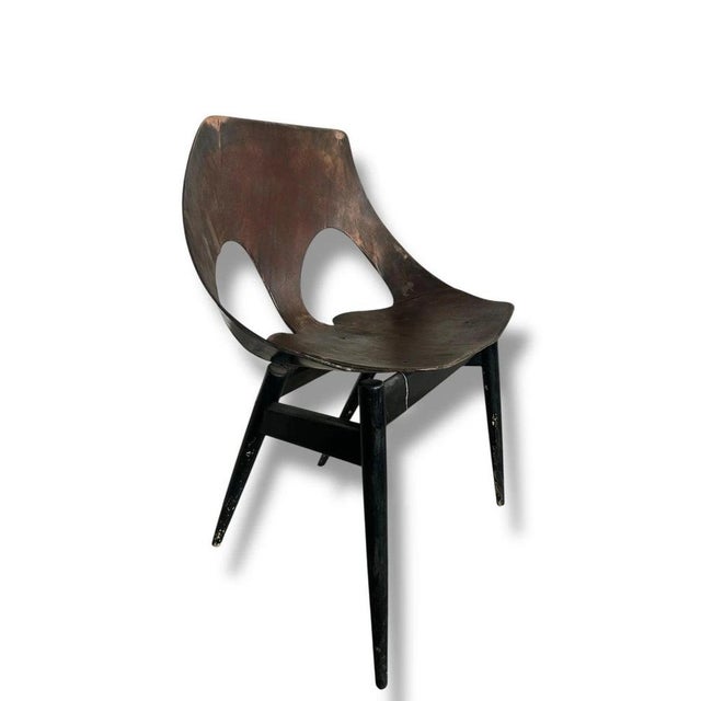1950s Mid-Century Modern Chair with Curved Plywood Seat from Carl Jacobs, 1950s For Sale - Image 5 of 7