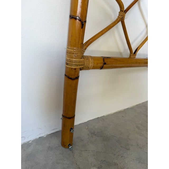 Vintage Boho Chic Coastal Bamboo King Size Arched Headboard For Sale - Image 11 of 12
