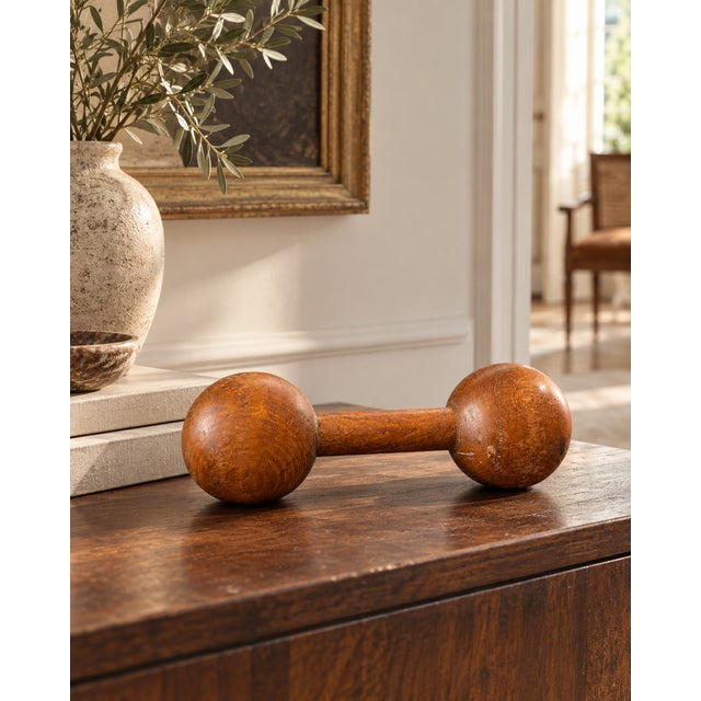 Antique Turned Wooden Dumbbell, 1890s For Sale - Image 4 of 5