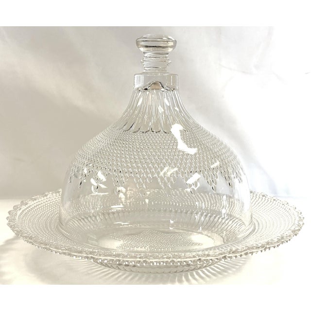 Wonderful Victorian lidded cheese server from 1877. The piece is made by Campbell & Jones in their signature beaded glass...