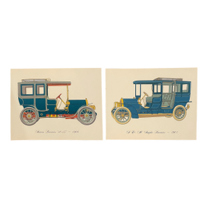 Pair of Antique Car Lithographs