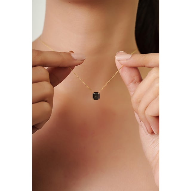 Not Yet Made - Made To Order 1.82 Carat Natural Black Diamond Solitaire Pendant Necklace in 18k Yellow Gold For Sale - Image 5 of 14