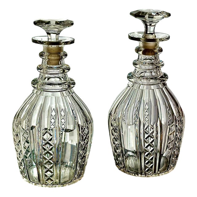 Victorian Cut Crystal Decanters, England, 1890, Set of 2 For Sale