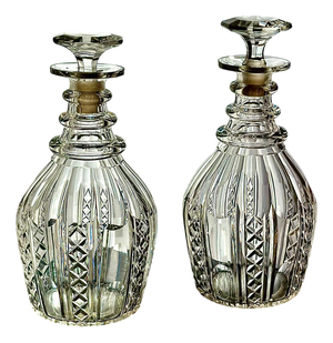 Victorian Cut Crystal Decanters, England, 1890, Set of 2