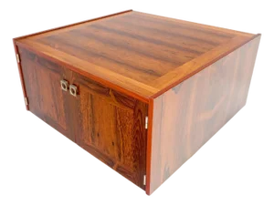 Danish Modern Rosewood Two Doors Compartment 32" Square End Side Table