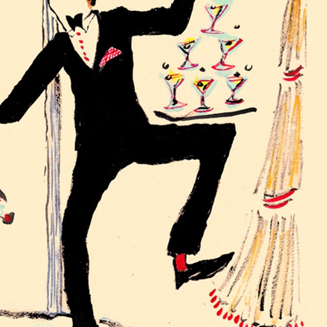 2020s Dog on the Martini Cart Original Contemporary Figurative Print by Pauline De Roussy De Sales For Sale - Image 5 of 6