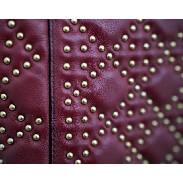 Christian Dior Medium Lady Dior Cannage Studded Burgundy Leather Bag With Strap For Sale - Image 10 of 12