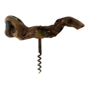 Vintage French Bourgogne Grape Vine Wood Corkscrew Wine Bottle Opener