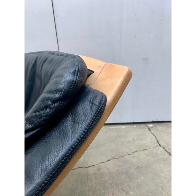 Black 1960s Mid Century Scandinavian Modern Bentwood Black Leather Lounge Chair For Sale - Image 8 of 10