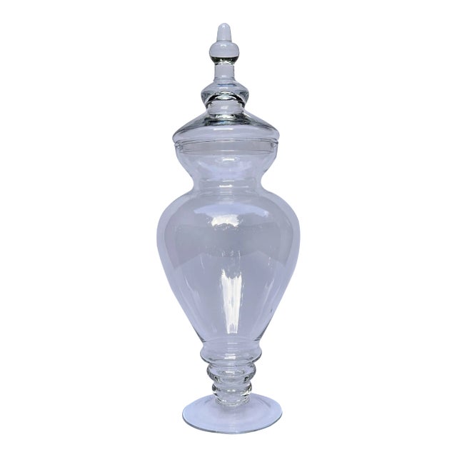 2000s Tall Glass Apothecary Jar & Lid For Sale