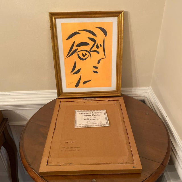 Orange Peter Keil Original Orange Abstract Portrait Paintings - a Pair For Sale - Image 8 of 9