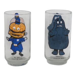 1977 McDonalds Collector Series 2pc Drinking Glasses Big Mac and Grimace