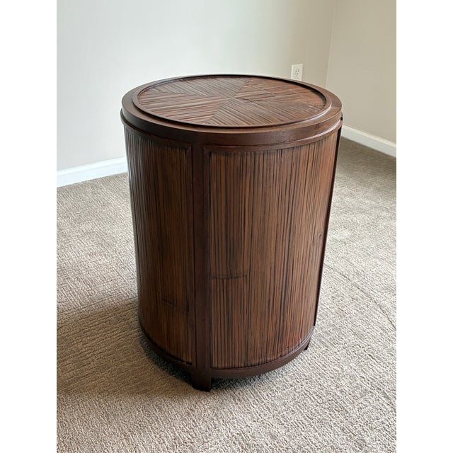 Late 20th Century McGuire Round Glass Top Bamboo-Style Dining / Center Table For Sale In Charlotte - Image 6 of 9