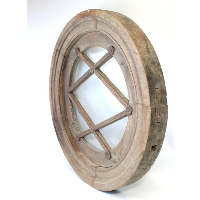 Wonderful architectural window! Handcrafted with special attention to details. Eight carved button flower medallions are...