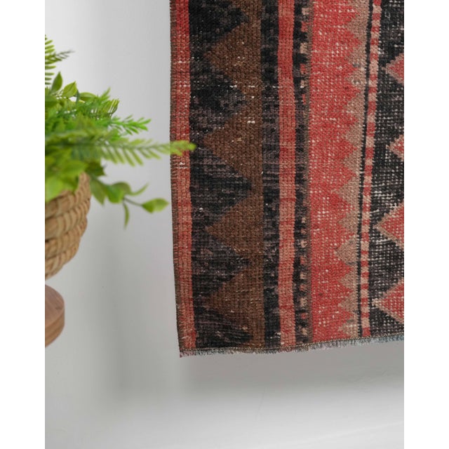 Vintage Red Patchwork Turkish Small Rug - Handwoven Boho Carpet For Sale - Image 9 of 9