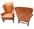 Chinoiserie Queen Anne Style Wingback Chairs in Coral Chinoiserie Jacquard – A Pair For Sale - Image 3 of 5