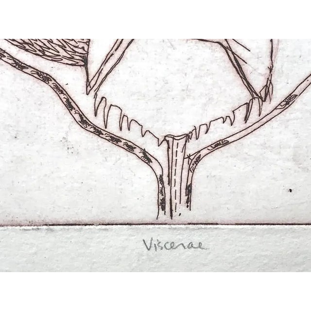 Burnt Umber Vintage Original Expressionist Etching "Viscera" by Lynn Sheldon 1980 For Sale - Image 8 of 9