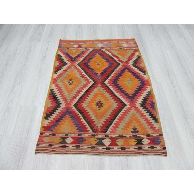 49×101cm&quot; Candy Cane&quot;ViNTAGE TURKiSH RUG 1960s Red Vintage Turkish Rug 6'10