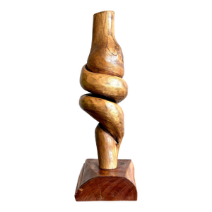 Vintage Boho Carved Wooden Twist Sculpture