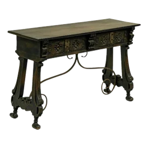 Renaissance Wood and Wrought Iron Trestle Table