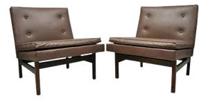 Mid 20th Century Milo Baughman Thayer Coggin Mid Century Modern Brown Teak Lounge Chairs - a Pair