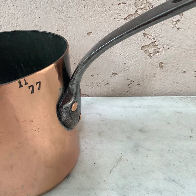 19th century French small copper saucer pan. Polished.