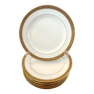 Vintage C. Ahrenfeldt Limoges 24kt Gold Rim Salad Plates-Set of 7 For Sale